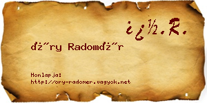 Őry Radomér névjegykártya